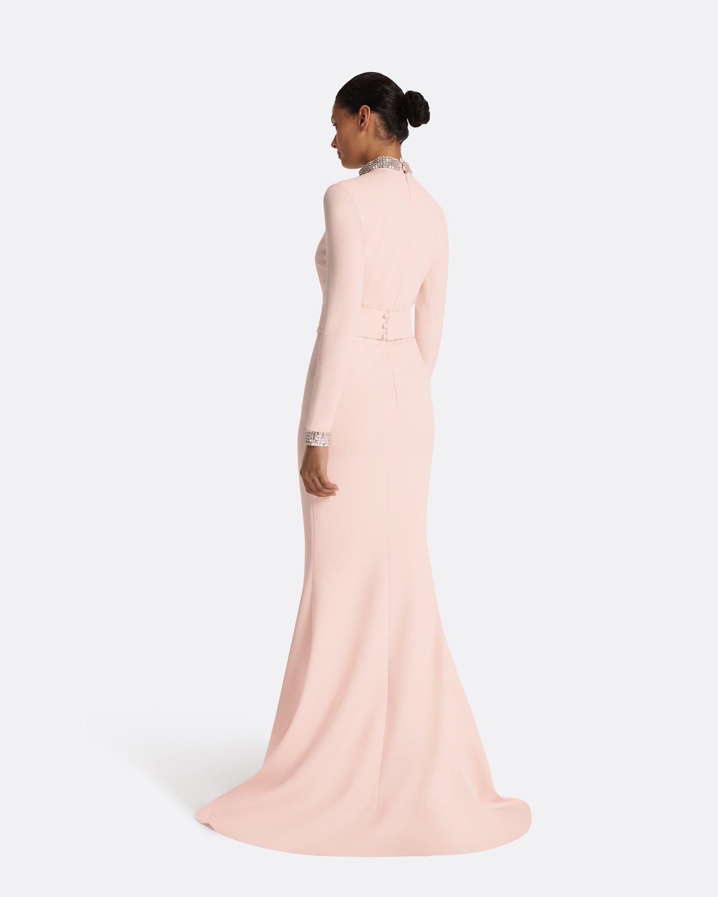 Kamala Pale Pink & Mirror Disc Embroidery Long Dress