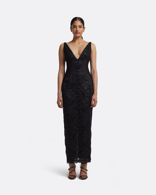 Kaya Midi Dress in Black