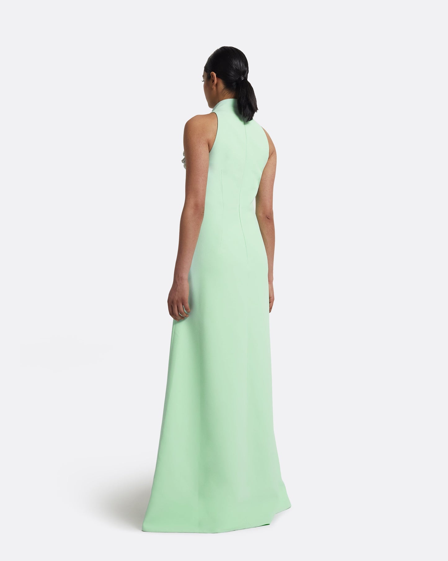 Priscilla Long Dress in Brook Green with Silver