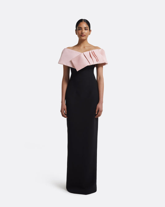 Azrael Long Dress & Hanabi Harness in Lotus Bloom on Black