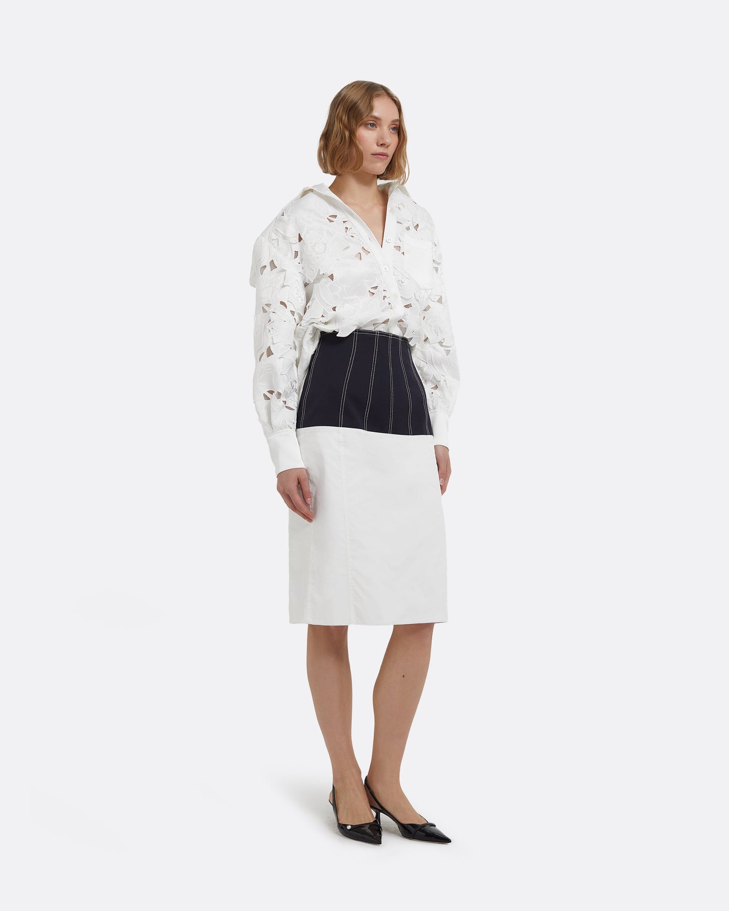 Gemma Skirt in Midnight Navy and Ivory